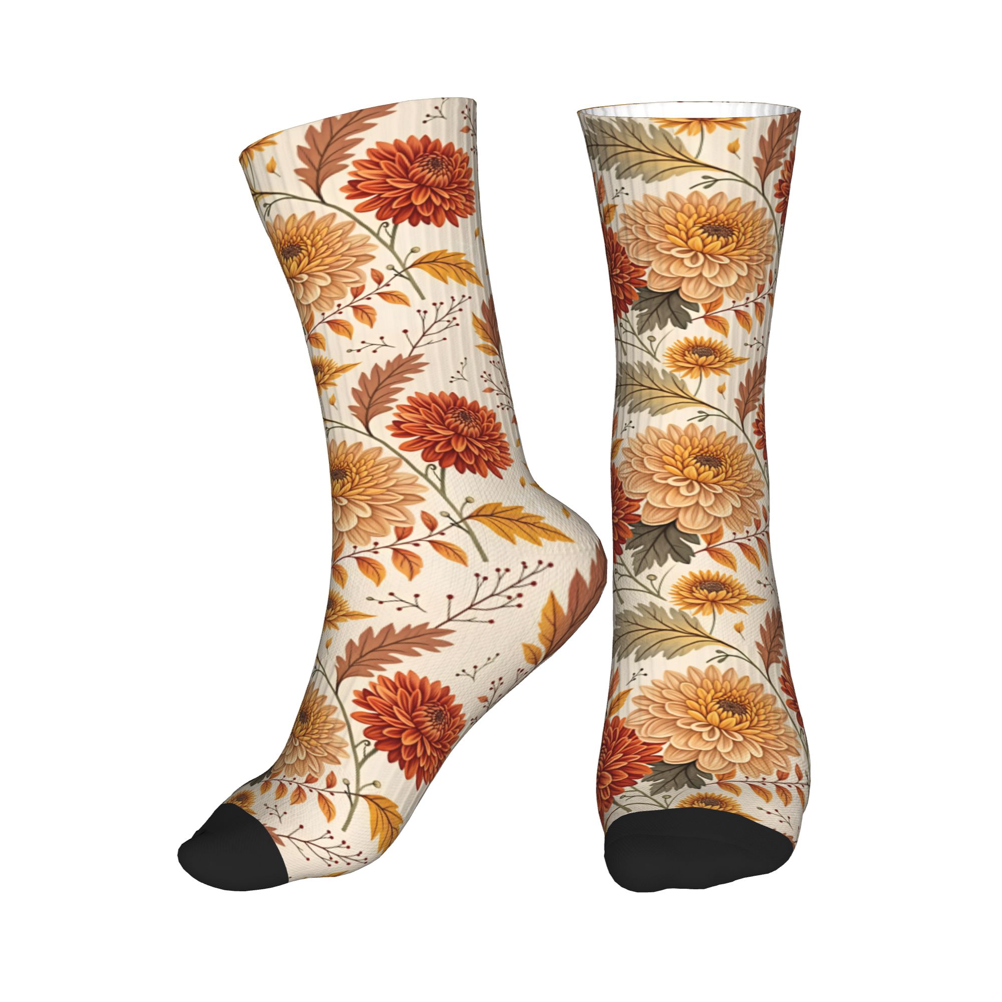 Dress Sock Men - Leuke herfstchrysant herfst bloemenbladjurksokken voor heren,