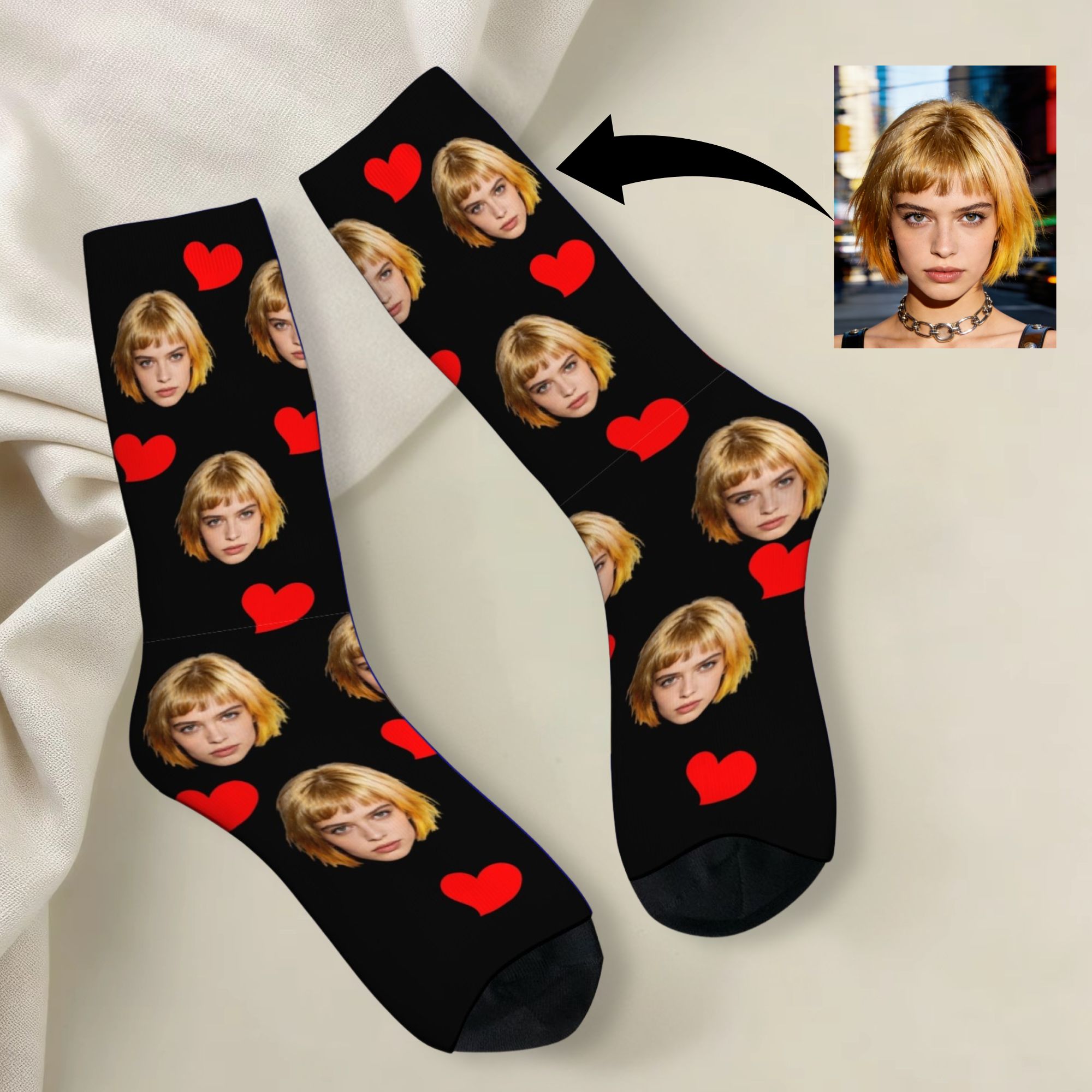 Dress Sock Men - Gepersonaliseerde op maat gemaakte avatar-gezichtssocken, ademend,